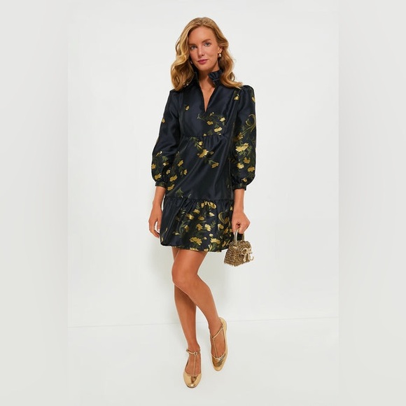 TUCKERNUCK Navy Jasmine Vine Jacquard Palmerston‎ Dress - Picture 1 of 9